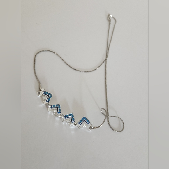 Two-Way Magnetic Silver Necklace Jerusalem Cross Blue - Picture 7 of 11